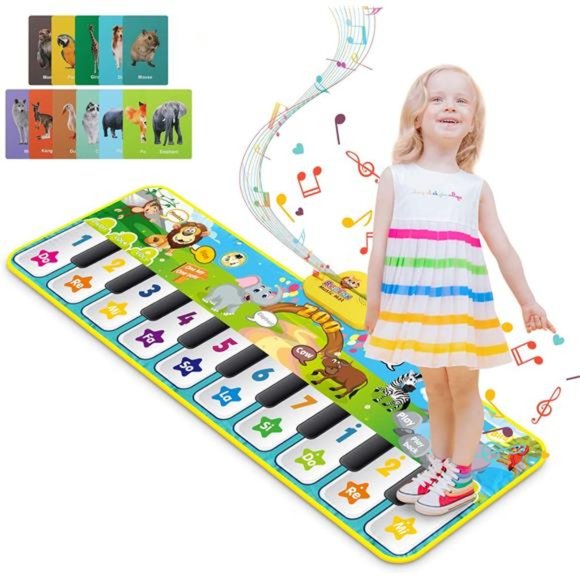 Baby Musical Mats with 42Music Sounds, Kid Floor Piano Keyboard Dance Mat Animal - Picture 1 of 6